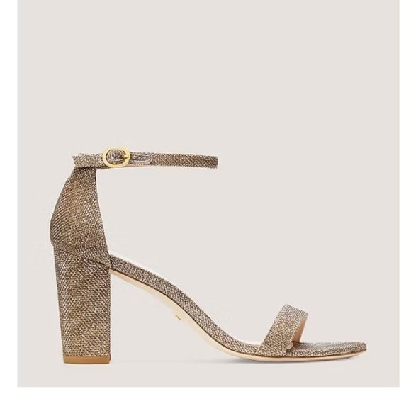 $550 STUART WEITZMAN NEARLYNUDE STRAP SANDAL NOIR PLATINUM SHIMMER 11.5 (PB15) - Picture 1 of 7